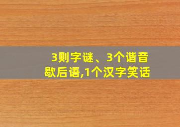 3则字谜、3个谐音歇后语,1个汉字笑话