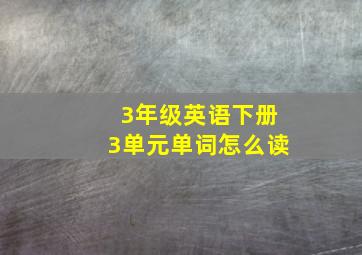 3年级英语下册3单元单词怎么读