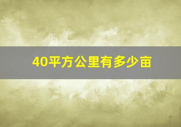 40平方公里有多少亩