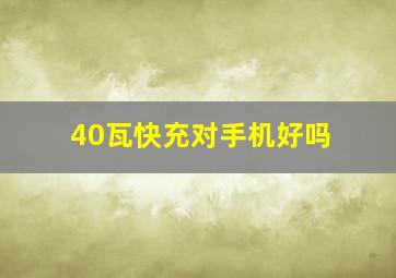 40瓦快充对手机好吗