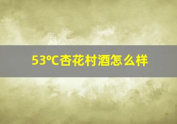 53℃杏花村酒怎么样