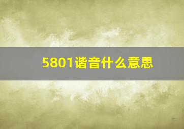 5801谐音什么意思