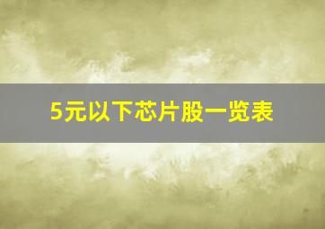 5元以下芯片股一览表