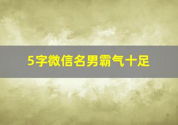 5字微信名男霸气十足