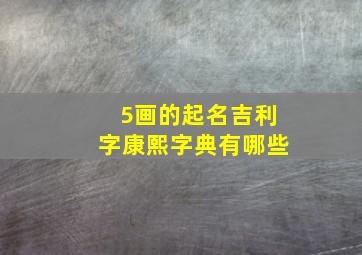 5画的起名吉利字康熙字典有哪些