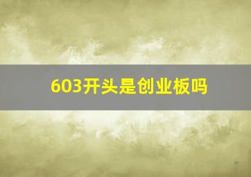 603开头是创业板吗