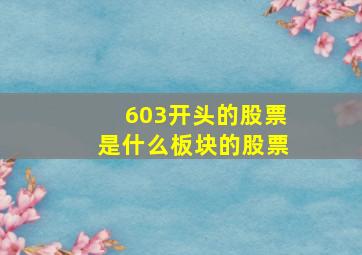 603开头的股票是什么板块的股票