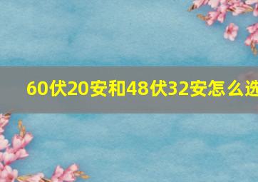 60伏20安和48伏32安怎么选