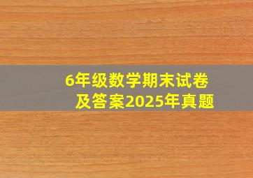 6年级数学期末试卷及答案2025年真题