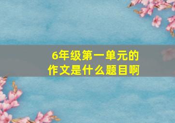 6年级第一单元的作文是什么题目啊