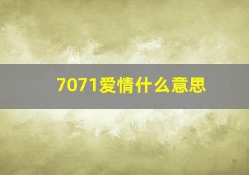 7071爱情什么意思