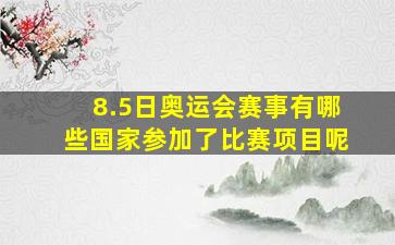 8.5日奥运会赛事有哪些国家参加了比赛项目呢