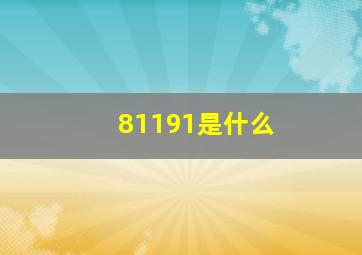 81191是什么