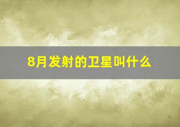 8月发射的卫星叫什么