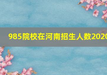 985院校在河南招生人数2020