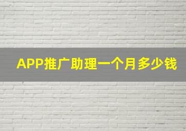 APP推广助理一个月多少钱