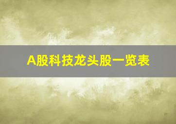 A股科技龙头股一览表