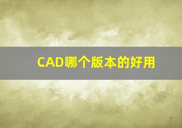 CAD哪个版本的好用