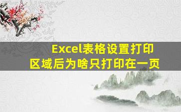 Excel表格设置打印区域后为啥只打印在一页