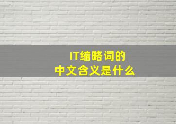 IT缩略词的中文含义是什么