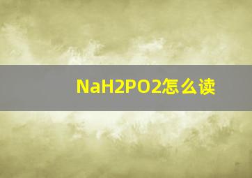 NaH2PO2怎么读