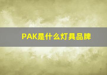 PAK是什么灯具品牌