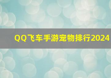 QQ飞车手游宠物排行2024