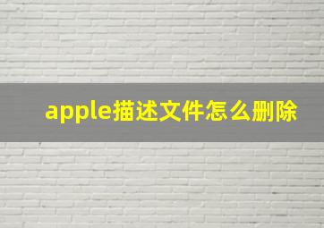 apple描述文件怎么删除