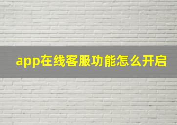 app在线客服功能怎么开启