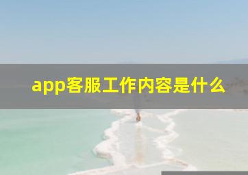 app客服工作内容是什么