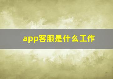 app客服是什么工作