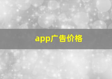 app广告价格