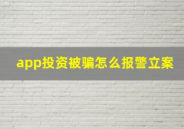 app投资被骗怎么报警立案