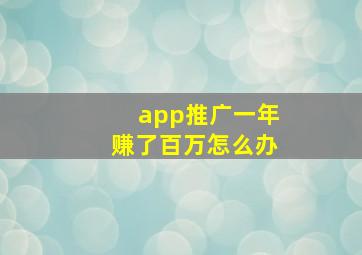 app推广一年赚了百万怎么办