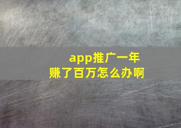 app推广一年赚了百万怎么办啊