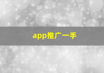 app推广一手