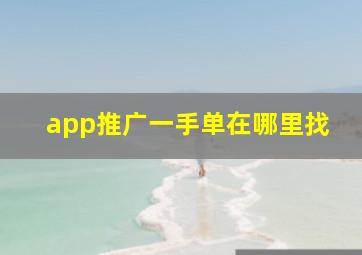 app推广一手单在哪里找