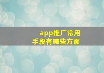 app推广常用手段有哪些方面