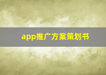 app推广方案策划书