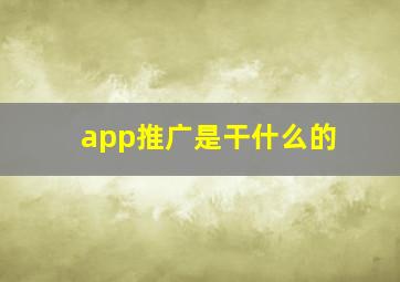 app推广是干什么的