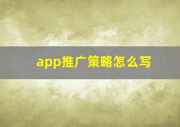 app推广策略怎么写