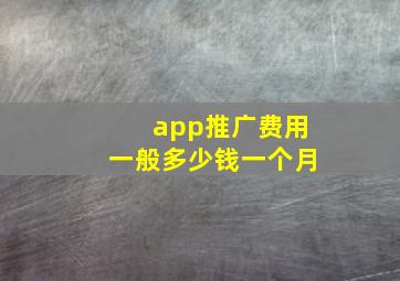 app推广费用一般多少钱一个月