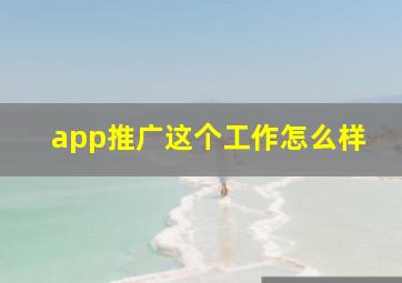 app推广这个工作怎么样