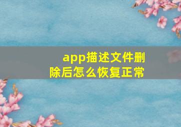 app描述文件删除后怎么恢复正常