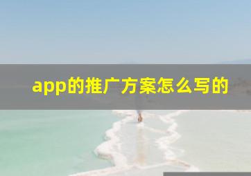 app的推广方案怎么写的