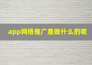 app网络推广是做什么的呢