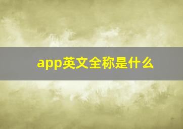 app英文全称是什么