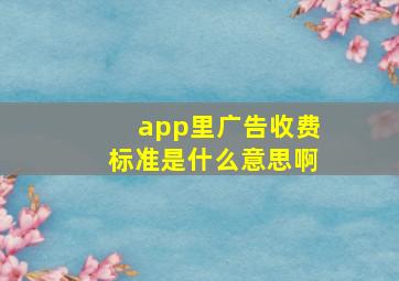 app里广告收费标准是什么意思啊