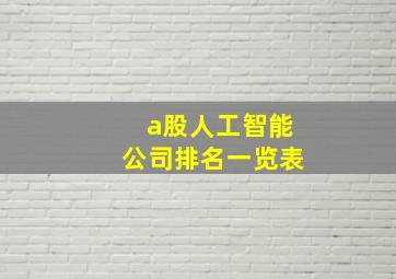 a股人工智能公司排名一览表