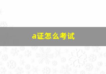 a证怎么考试